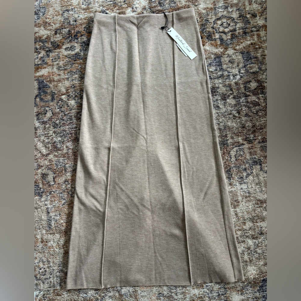 Tan Pencil Maxi Skirt, cotton, soft, casual